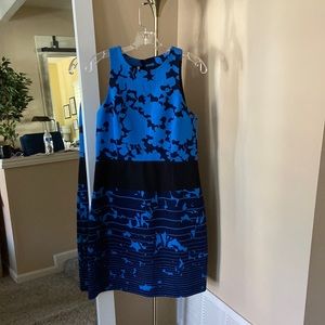 Anthropologie 4.Collective 100% Cotton Sleeveless Blue Black Striped Dress Sz 10